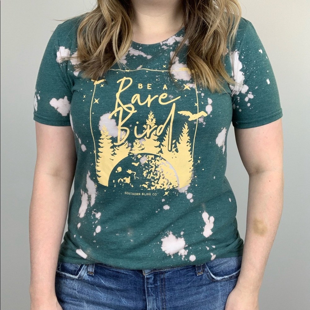 Be A Rare Bird Bleached Graphic Tee Green - Picture 3 of 8